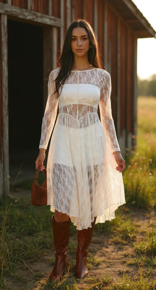 Sheer Lace Layering Dress