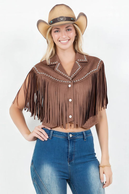 Fringe and Studded Detail Vest