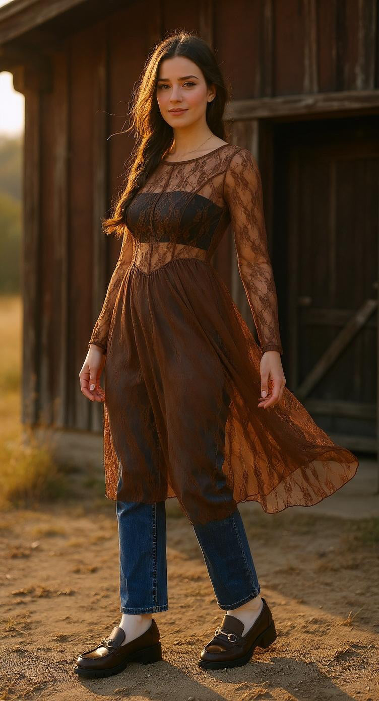 Sheer Lace Layering Dress