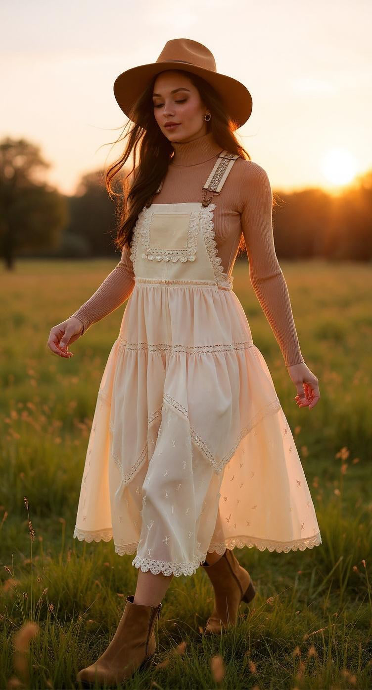 Lace Embroidered Tulle Bib Maxi Dress – Ecru