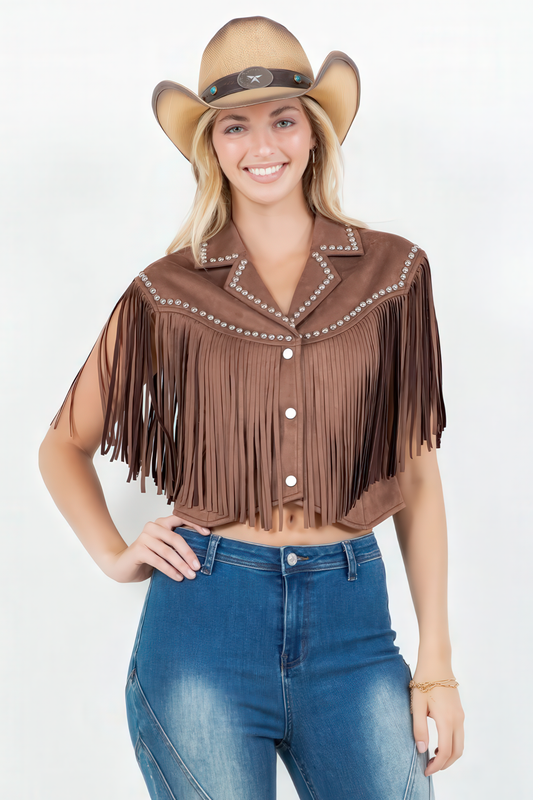 Fringe and Studded Detail Vest