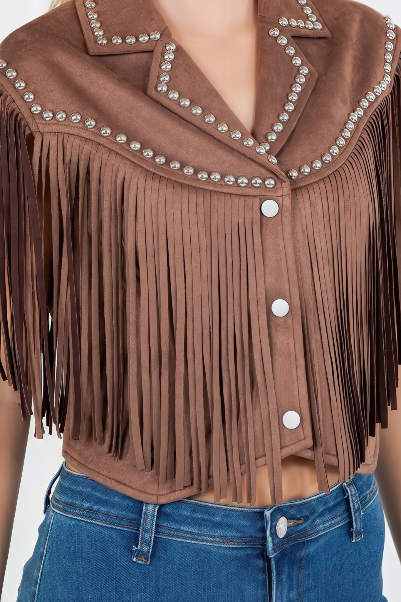 Fringe and Studded Detail Vest