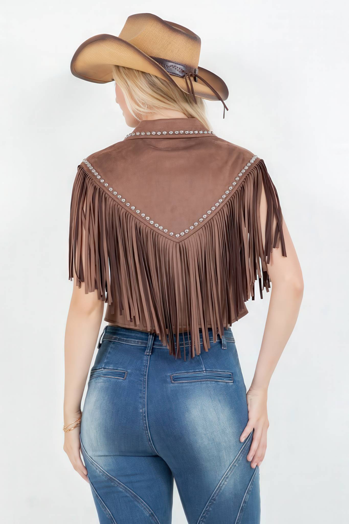 Fringe and Studded Detail Vest