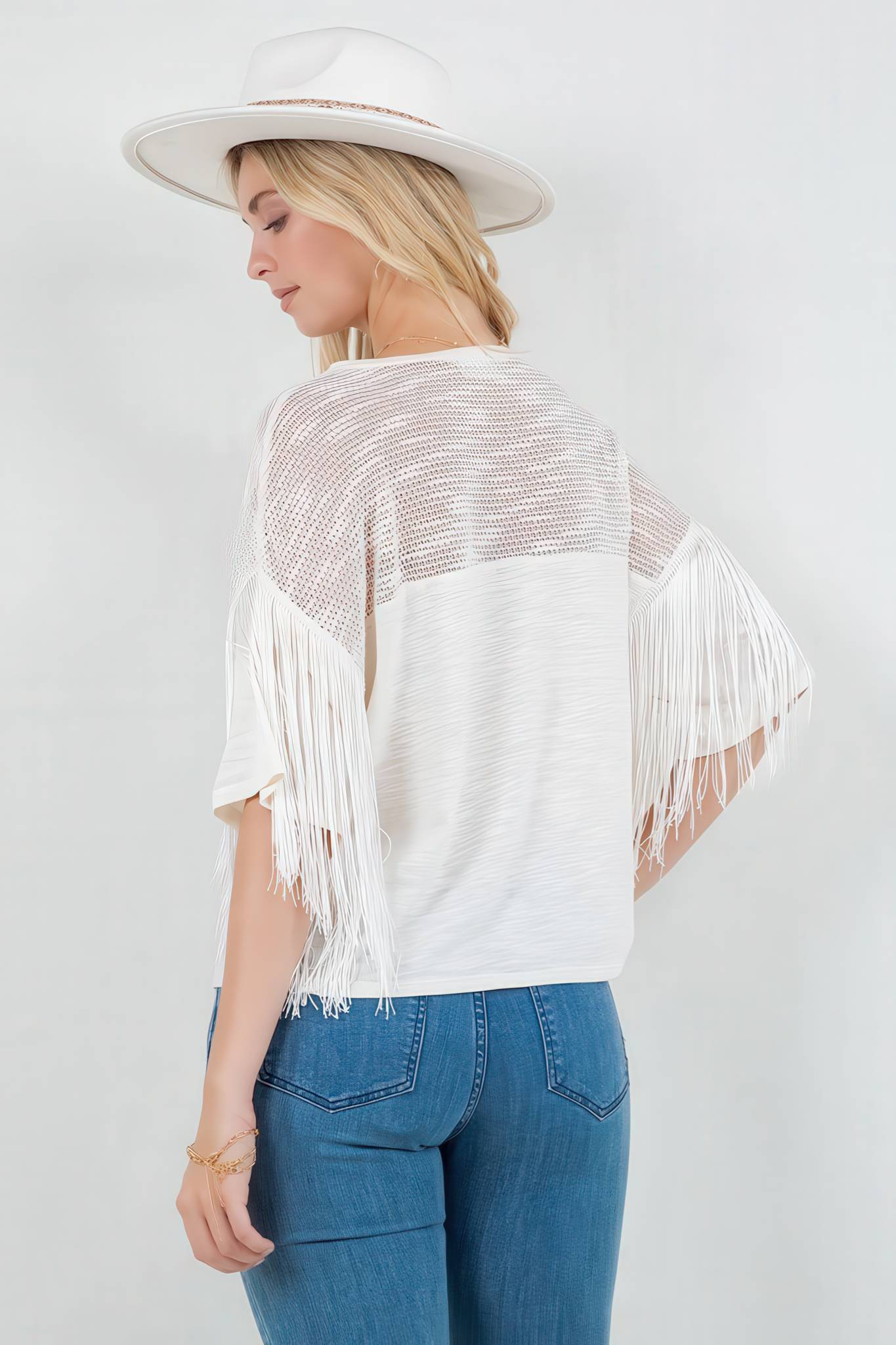 Short Sleeve Fringe Top