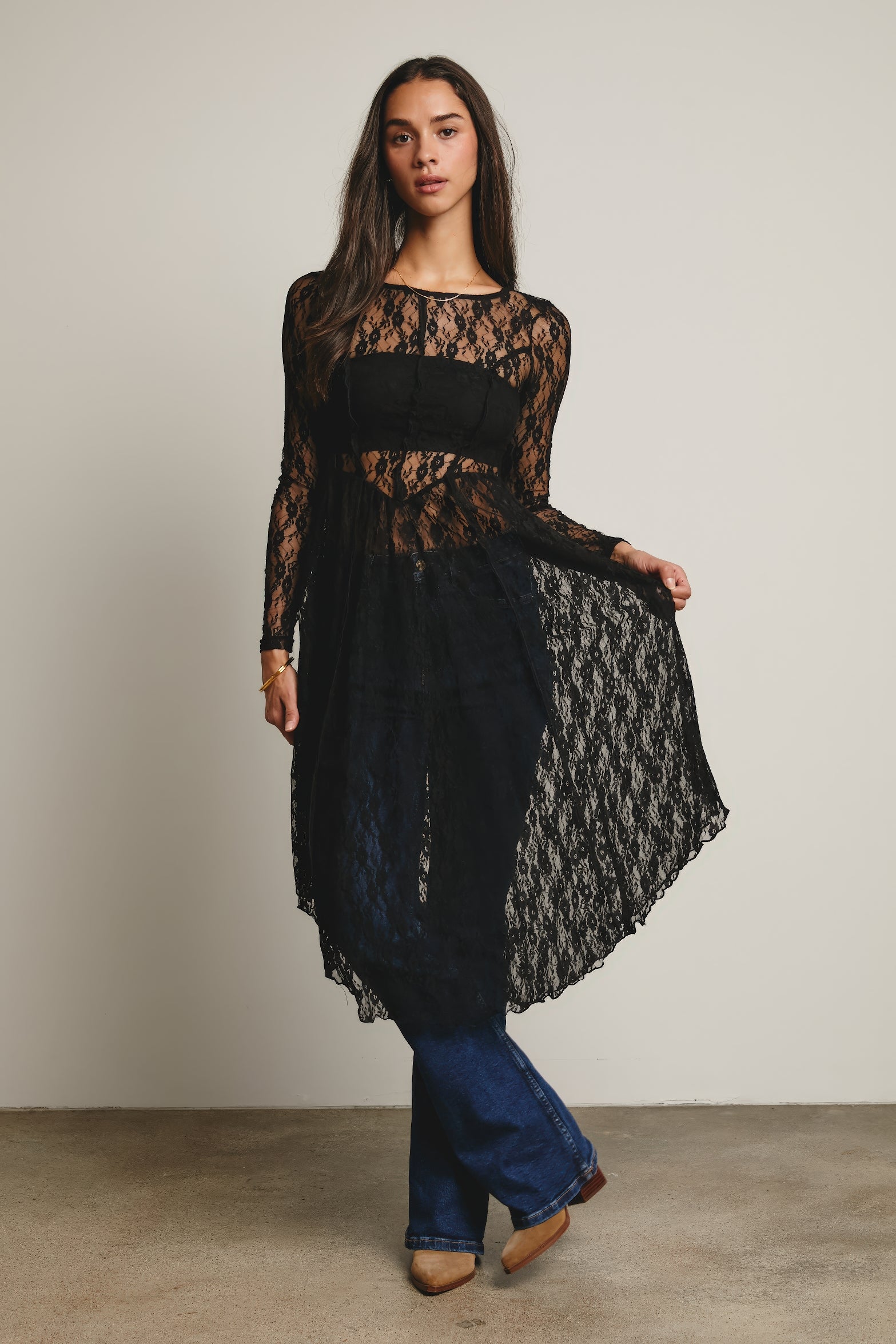 Sheer Lace Layering Dress