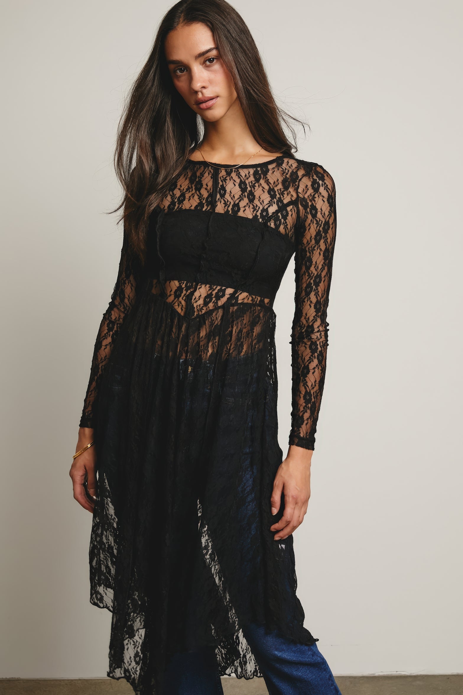 Sheer Lace Layering Dress