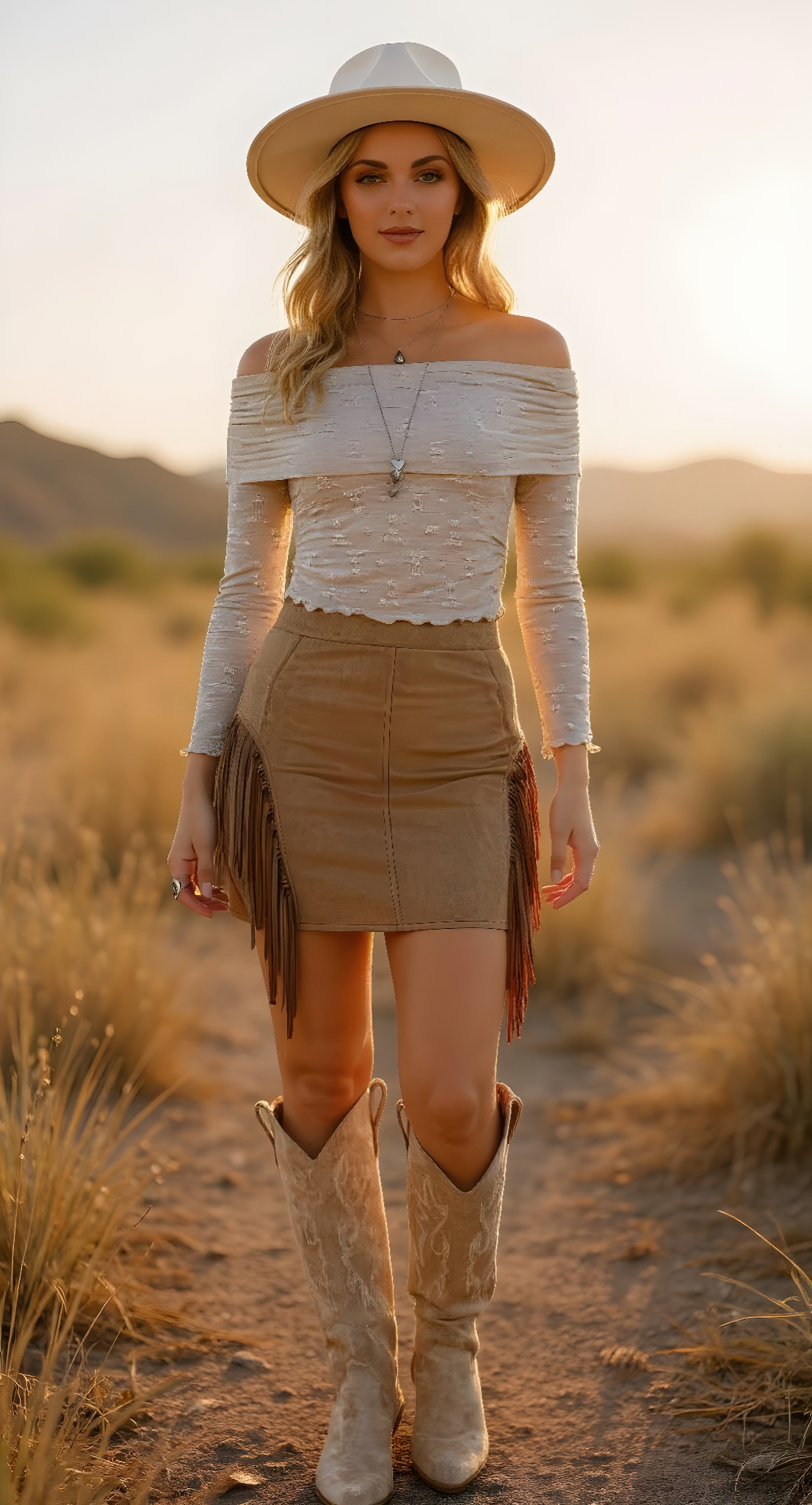 Side Fringe Faux Suede Mini Skirt