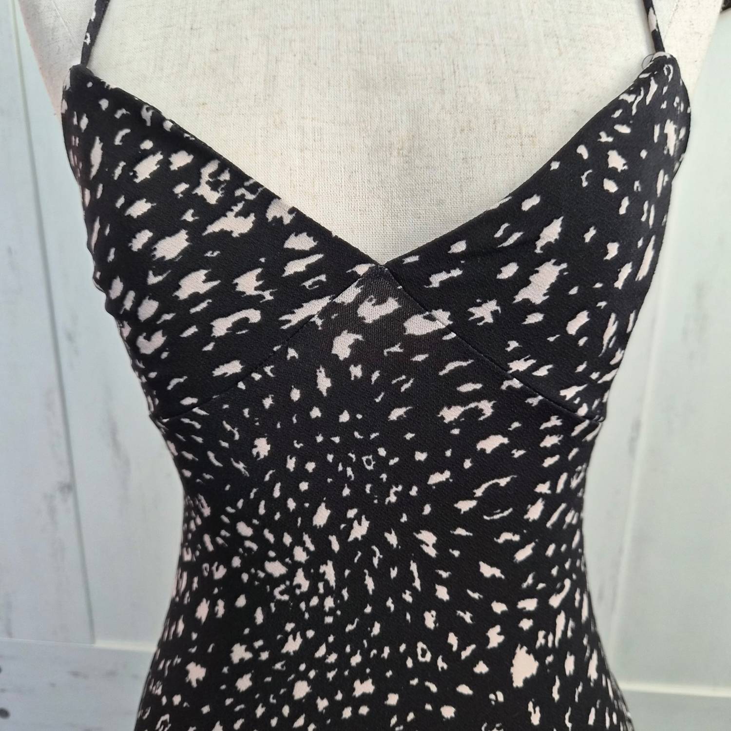 Cow Print Slip Midi Dress – Western Cowgirl Dress with Side Slit