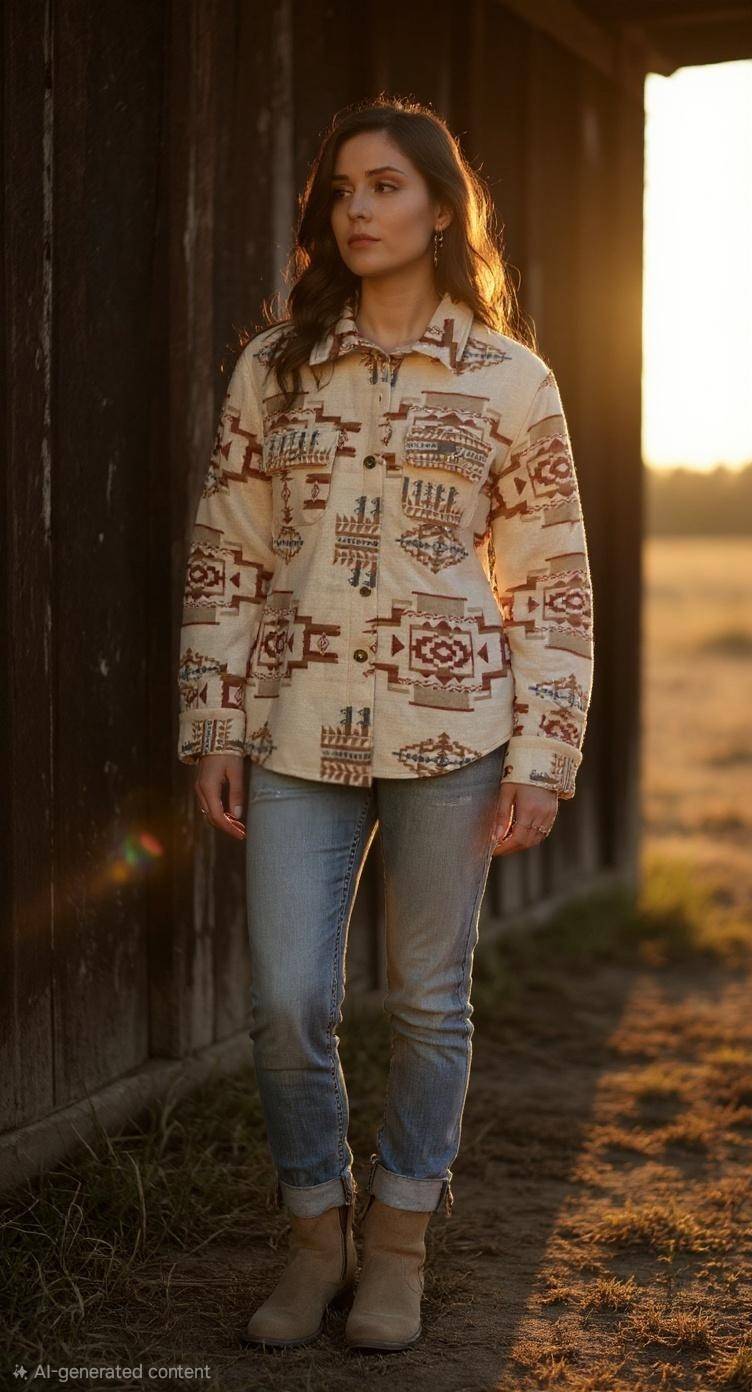 Southwest Aztec Button-Up Jacket